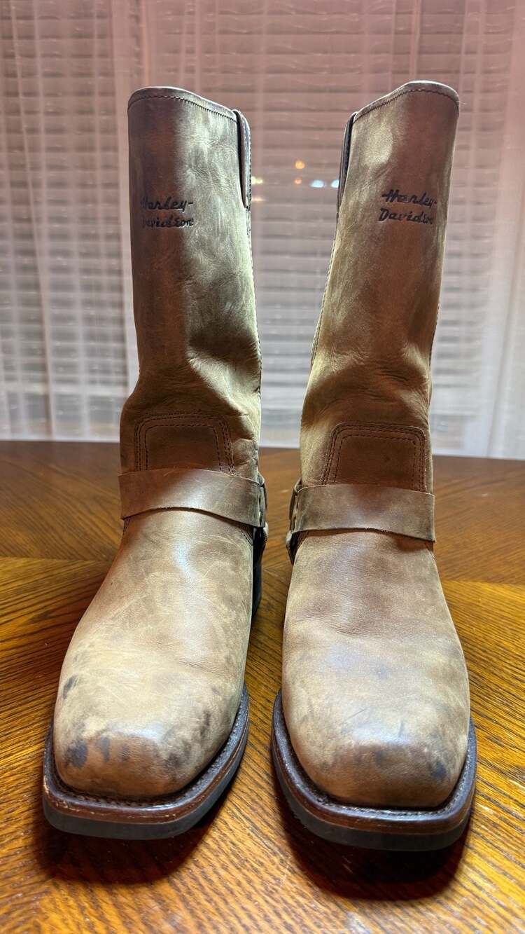 Harley-Davidson Harness Boots Brown Leather Square Toe